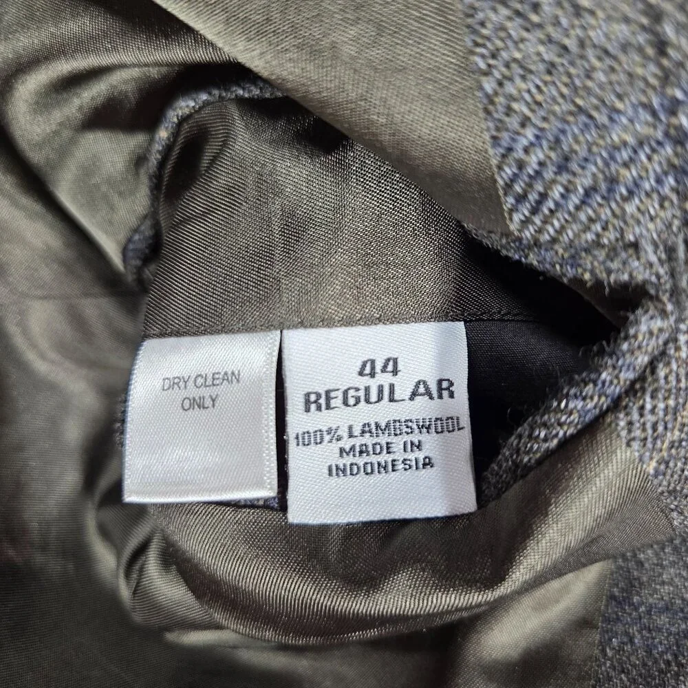 Joseph & Feiss Sport Coat Mens 44R Gray Brown Glen Plaid Wool Blazer Jacket